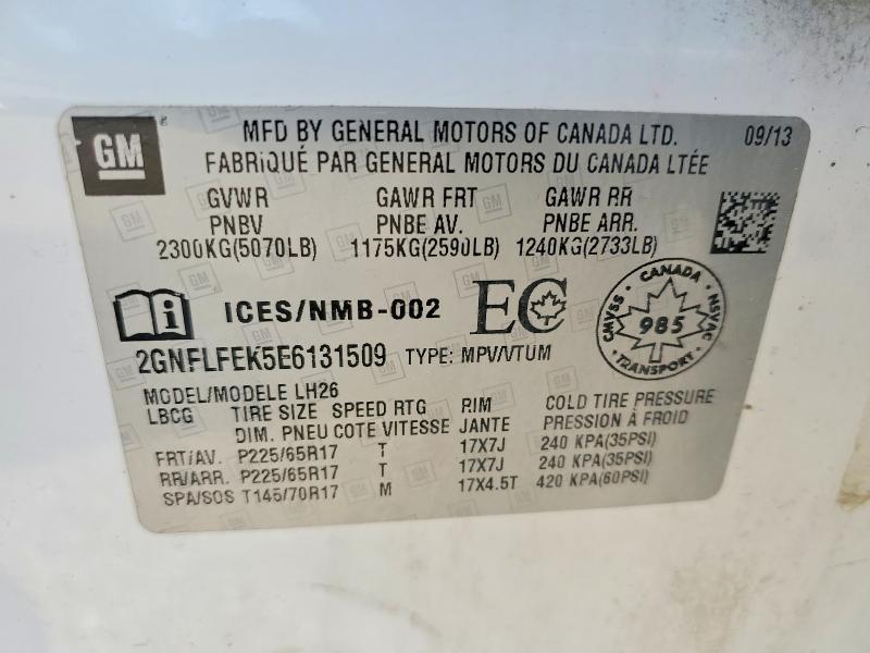 Продажа на аукционе авто 2014 Chevrolet Equinox, vin: 2GNFLFEK5E6131509, номер лота: 60425156