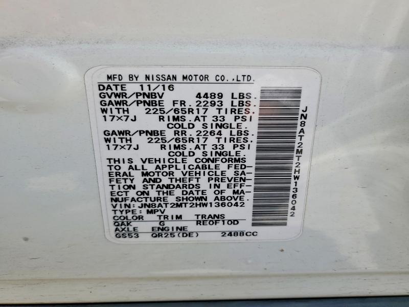 Aukcja sprzedaży 2017 Nissan Rogue, vin: JN8AT2MT2HW136042, numer aukcji: 59155376