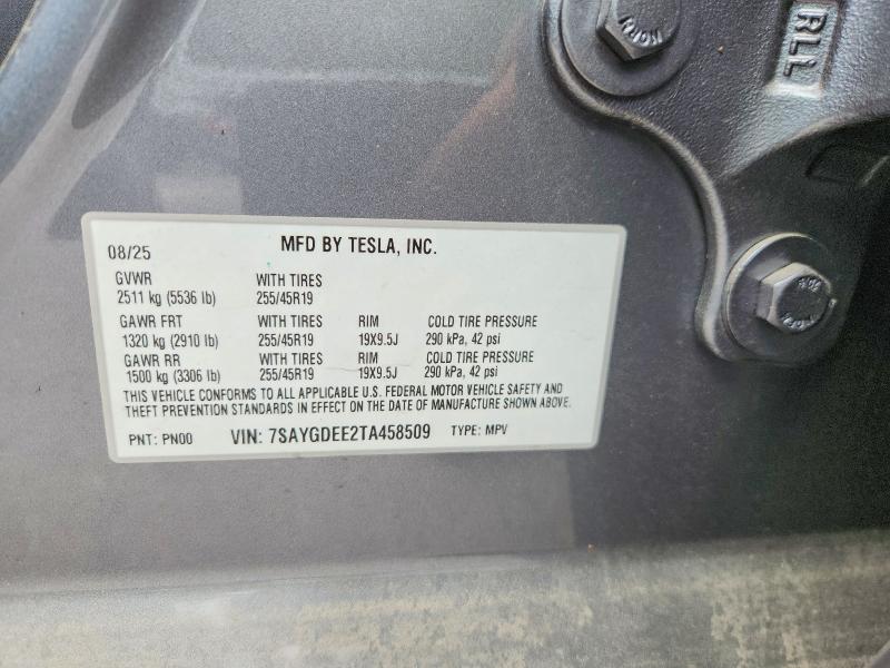 Aukcja sprzedaży 2026 Tesla Model Y, vin: 7SAYGDEE2TA458509, numer aukcji: 60367456