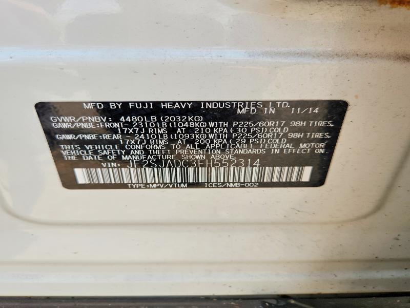 Aukcja sprzedaży 2015 Subaru Forester, vin: JF2SJADC3FH552314, numer aukcji: 61523676