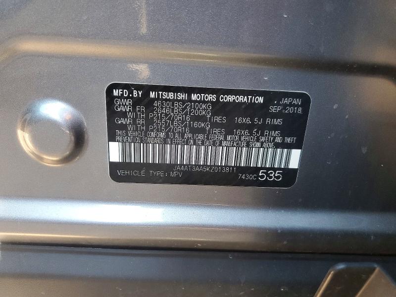 Aukcja sprzedaży 2019 Mitsubishi Eclipse Cross, vin: JA4AT3AA5KZ013811, numer aukcji: 59953956