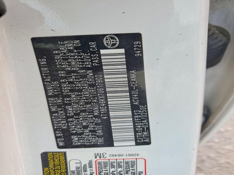 61088406 :رقم المزاد ، 4T1BE46KX7U617902 vin ، 2007 Toyota Camry مزاد بيع