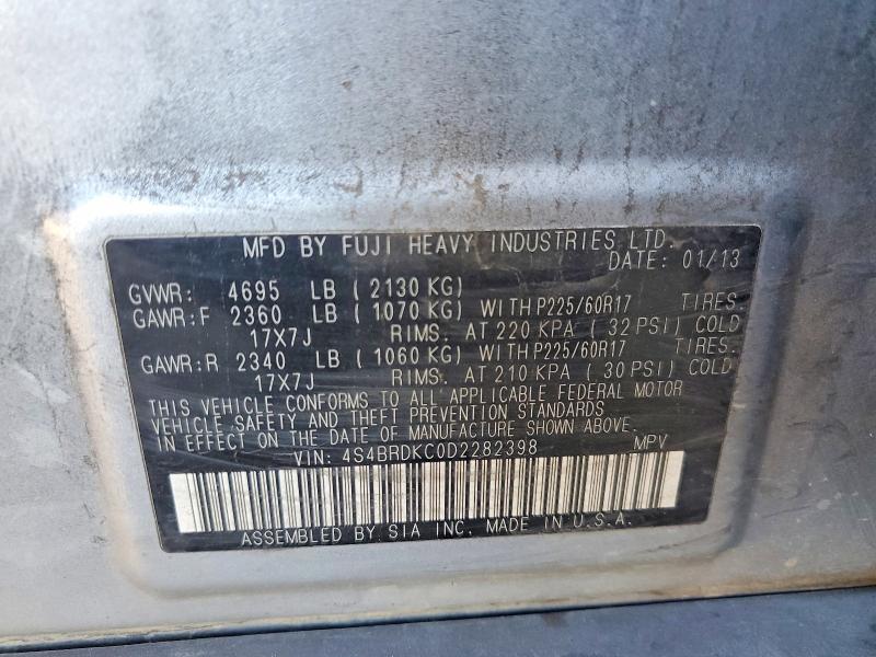 Aukcja sprzedaży 2013 Subaru Outback, vin: 4S4BRDKC0D2282398, numer aukcji: 60239066