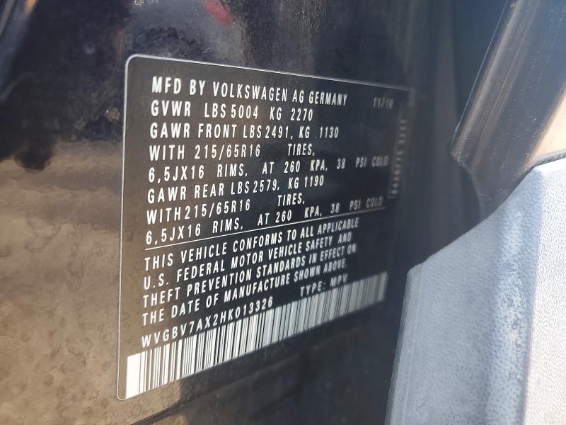 Aukcja sprzedaży 2017 Volkswagen Tiguan, vin: WVGBV7AX2HK013326, numer aukcji: 73344105