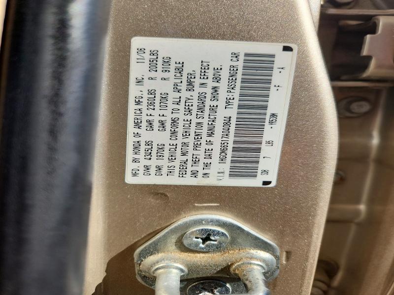 62984666 :رقم المزاد ، 1HGCM66517A040844 vin ، 2007 Honda Accord مزاد بيع