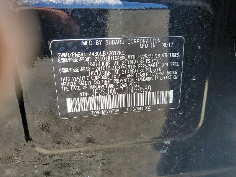 Продажа на аукционе авто 2018 Subaru Forester, vin: JF2SJAWC7JH459589, номер лота: 59344406
