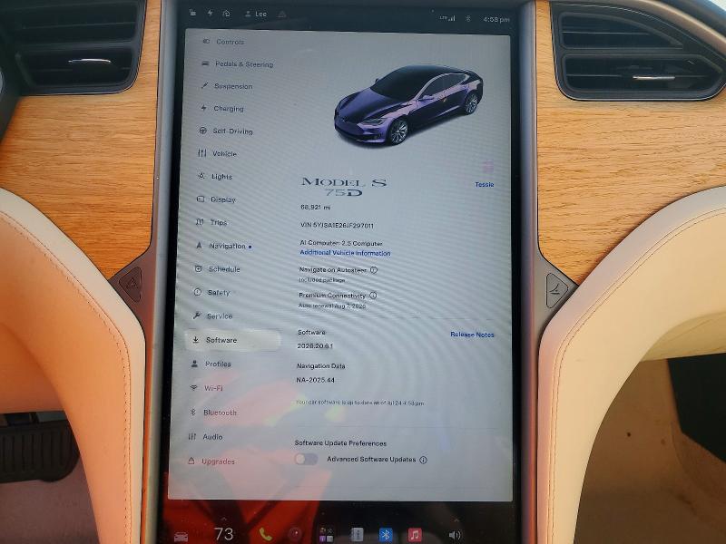 2018 Tesla Model S მანქანა იყიდება აუქციონზე, vin: 5YJSA1E26JF297011, აუქციონის ნომერი: 62260946