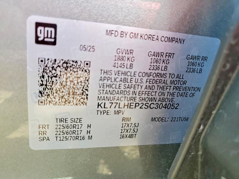 59585886 :رقم المزاد ، KL77LHEP2SC304052 vin ، 2025 Chevrolet Trax مزاد بيع