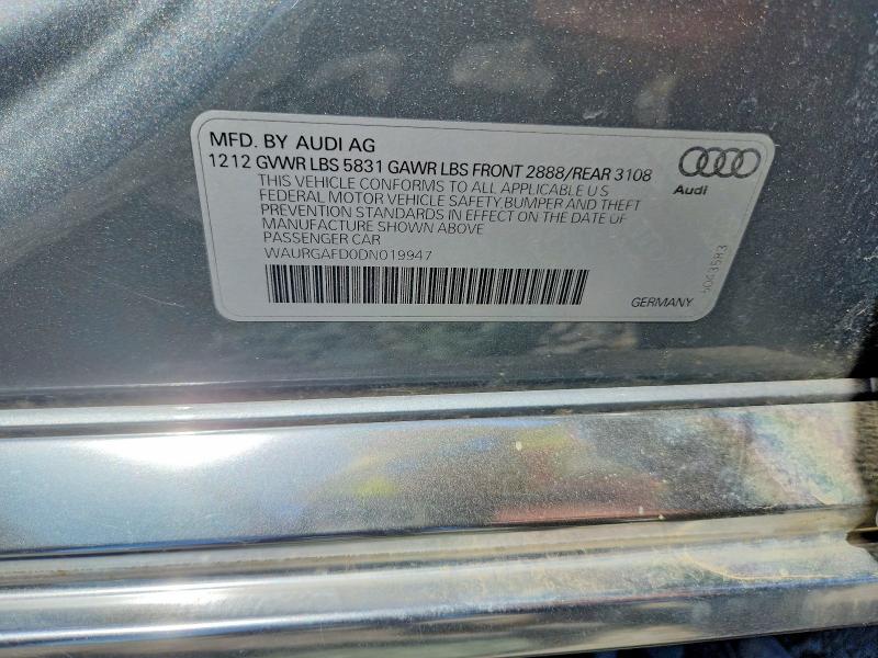 Продажа на аукционе авто 2013 Audi A8, vin: WAURGAFD0DN019947, номер лота: 60858756