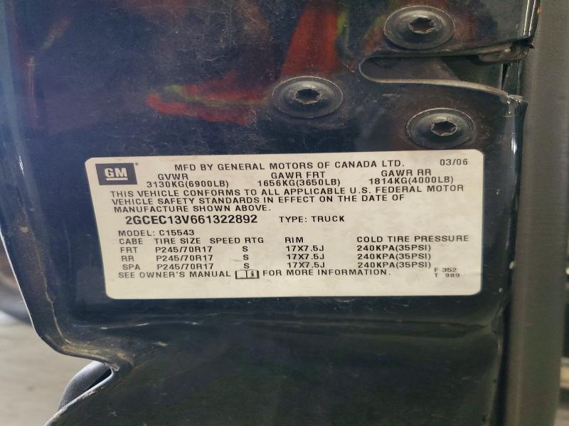 2006 Chevrolet Silverado მანქანა იყიდება აუქციონზე, vin: 2GCEC13V661322892, აუქციონის ნომერი: 62432086