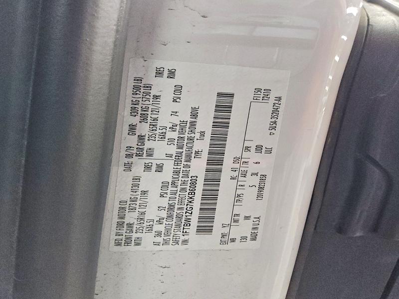 2019 Ford Transit მანქანა იყიდება აუქციონზე, vin: 1FTBW1ZG7KKB60803, აუქციონის ნომერი: 61442796