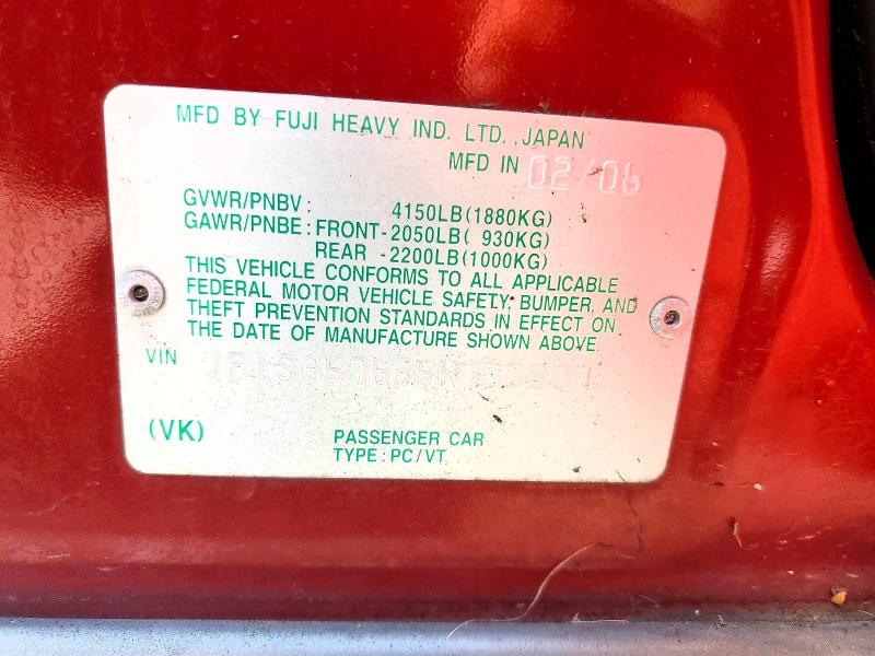 Продаж на аукціоні авто 2006 Subaru Forester, vin: JF1SG67636H755807, номер лоту: 60891156