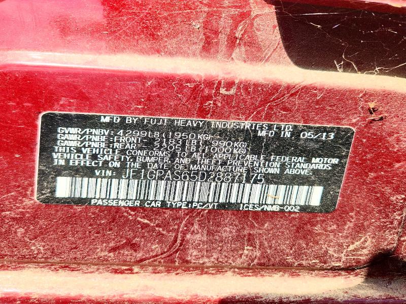 Продажа на аукционе авто 2013 Subaru Impreza, vin: JF1GPAS65D2887175, номер лота: 60305576