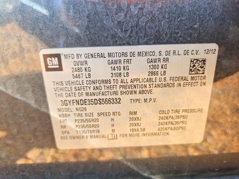 2013 Cadillac Srx მანქანა იყიდება აუქციონზე, vin: 3GYFNDE35DS566332, აუქციონის ნომერი: 59964636