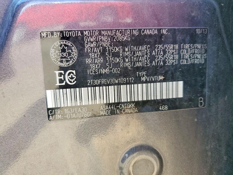 Продажа на аукционе авто 2013 Toyota Rav4, vin: 2T3DFREV3DW109112, номер лота: 62056976