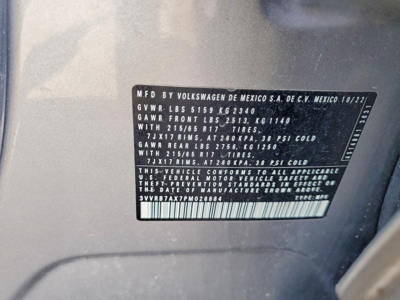 Aukcja sprzedaży 2023 Volkswagen Tiguan, vin: 3VVRB7AX7PM026884, numer aukcji: 74513775