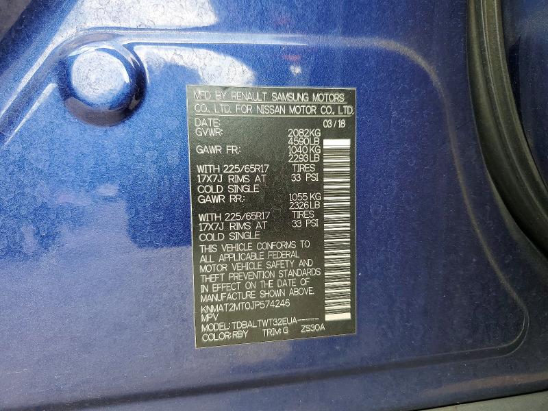 Aukcja sprzedaży 2018 Nissan Rogue, vin: KNMAT2MT0JP574246, numer aukcji: 59238596