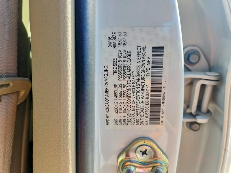 60642756 :رقم المزاد ، 5J8TB3H38HL003151 vin ، 2017 Acura Rdx مزاد بيع