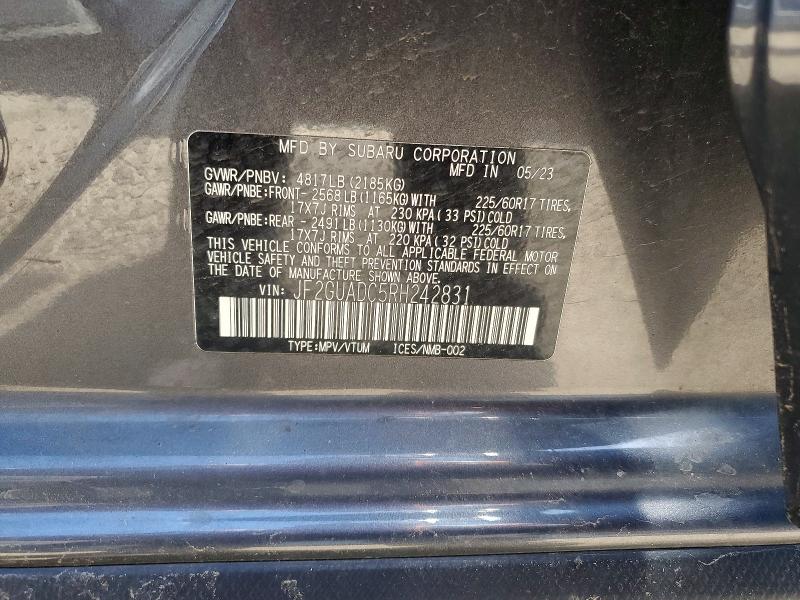 Aukcja sprzedaży 2024 Subaru Crosstrek, vin: JF2GUADC5RH242831, numer aukcji: 60551156