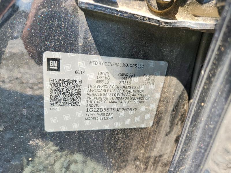 59292736 :رقم المزاد ، 1G1ZD5ST9JF251672 vin ، 2018 Chevrolet Malibu مزاد بيع