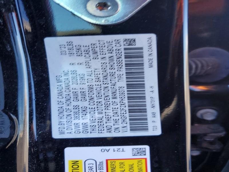 2023 Honda Civic მანქანა იყიდება აუქციონზე, vin: 2HGFE2F2XPH539376, აუქციონის ნომერი: 62122466