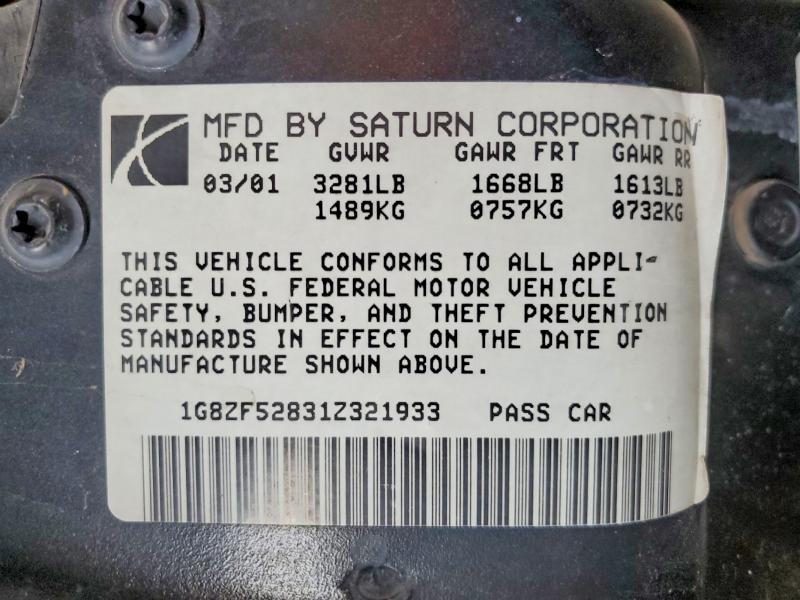 Aukcja sprzedaży 2001 Saturn Sl, vin: 1G8ZF52831Z321933, numer aukcji: 59975846