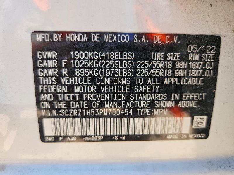 Продаж на аукціоні авто 2023 Honda Hr-v, vin: 3CZRZ1H53PM700454, номер лоту: 63132336