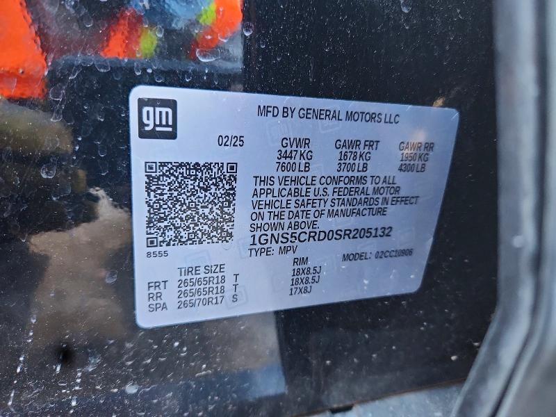 Продаж на аукціоні авто 2025 Chevrolet Suburban, vin: 1GNS5CRD0SR205132, номер лоту: 60128966