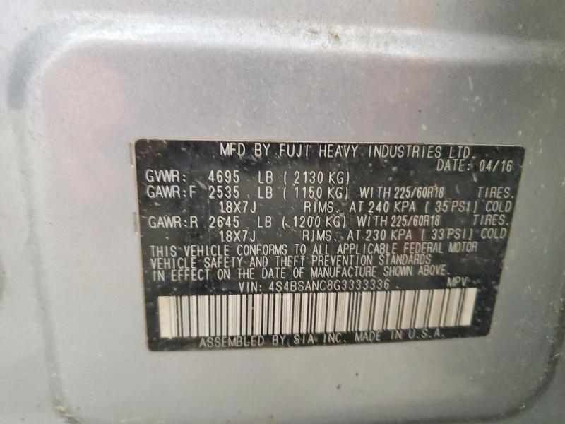 Aukcja sprzedaży 2016 Subaru Outback, vin: 4S4BSANC8G3333336, numer aukcji: 60890026