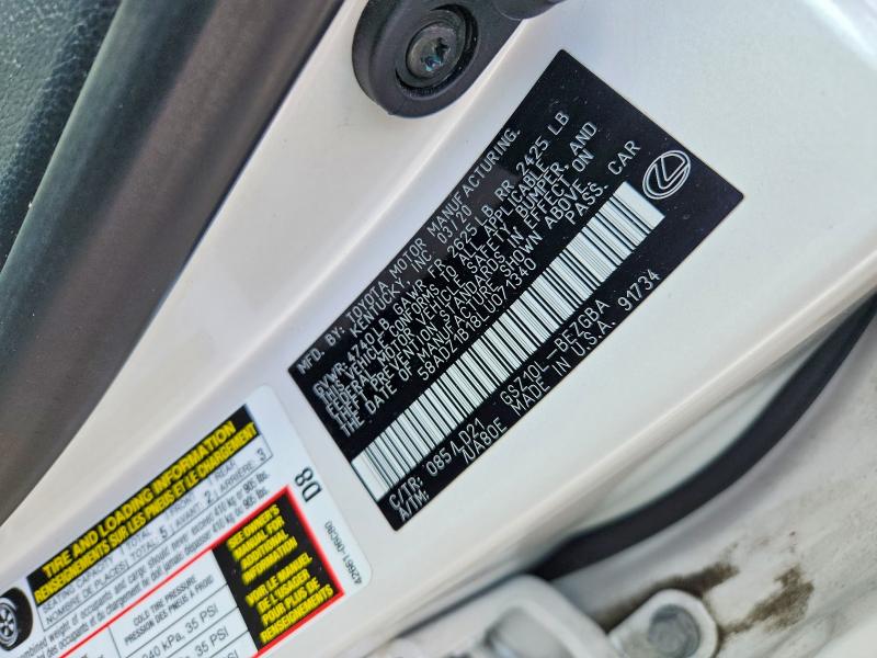 60636676 :رقم المزاد ، 58ADZ1B18LU071340 vin ، 2020 Lexus Es مزاد بيع