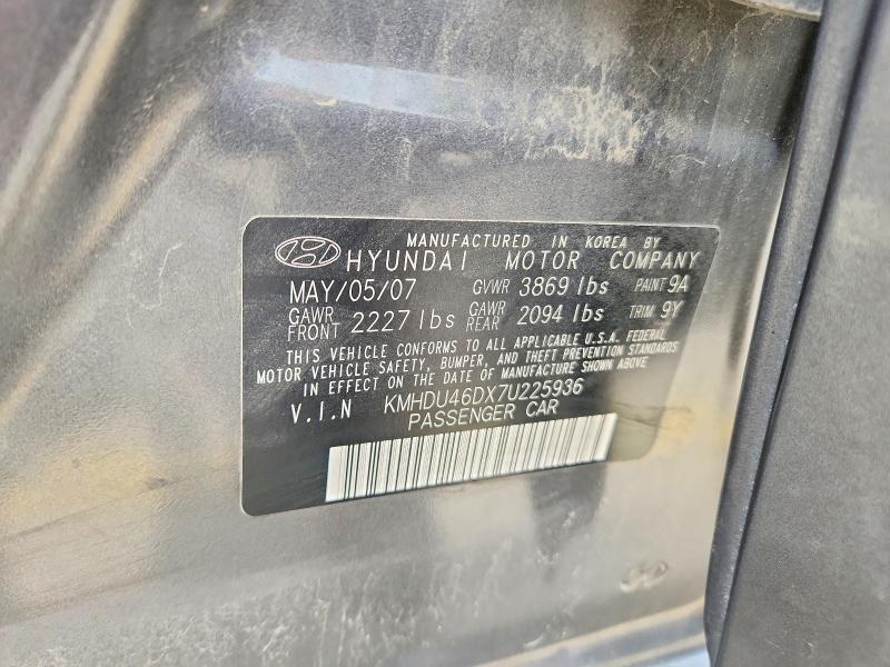 63033606 :رقم المزاد ، KMHDU46DX7U225936 vin ، 2007 Hyundai Elantra مزاد بيع