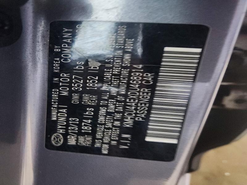 2013 Hyundai Accent მანქანა იყიდება აუქციონზე, vin: KMHCU4AEXDU468914, აუქციონის ნომერი: 60497696