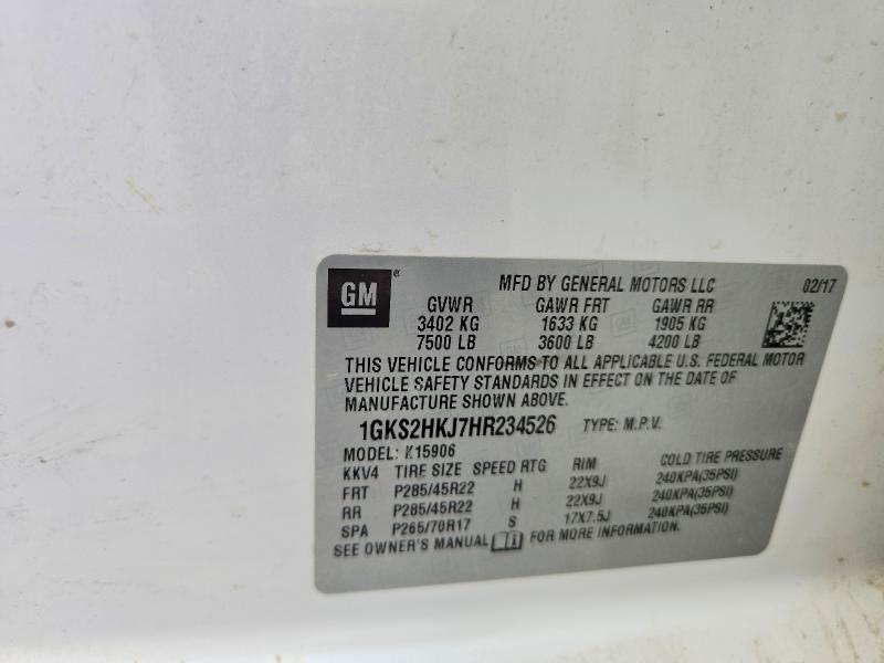 Продаж на аукціоні авто 2017 Gmc Yukon Xl, vin: 1GKS2HKJ7HR234526, номер лоту: 60668996