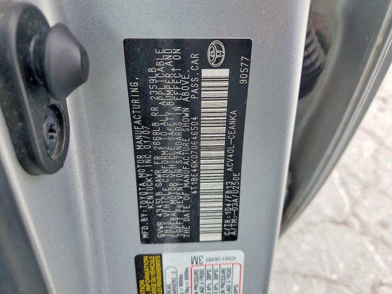 61935876 :رقم المزاد ، 4T1BE46K07U646504 vin ، 2007 Toyota Camry مزاد بيع