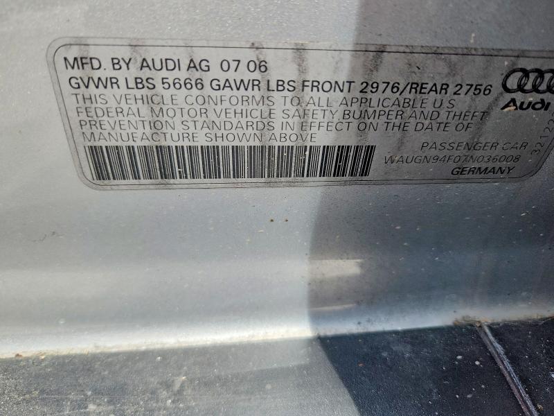 60131816 :رقم المزاد ، WAUGN94F07N036008 vin ، 2007 Audi S6 مزاد بيع