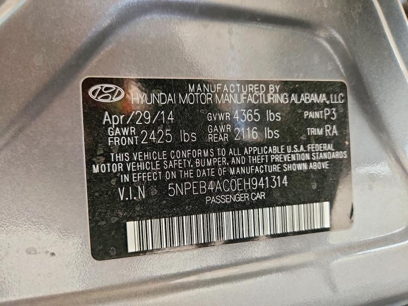 60922986 :رقم المزاد ، 5NPEB4AC0EH941314 vin ، 2014 Hyundai Sonata مزاد بيع