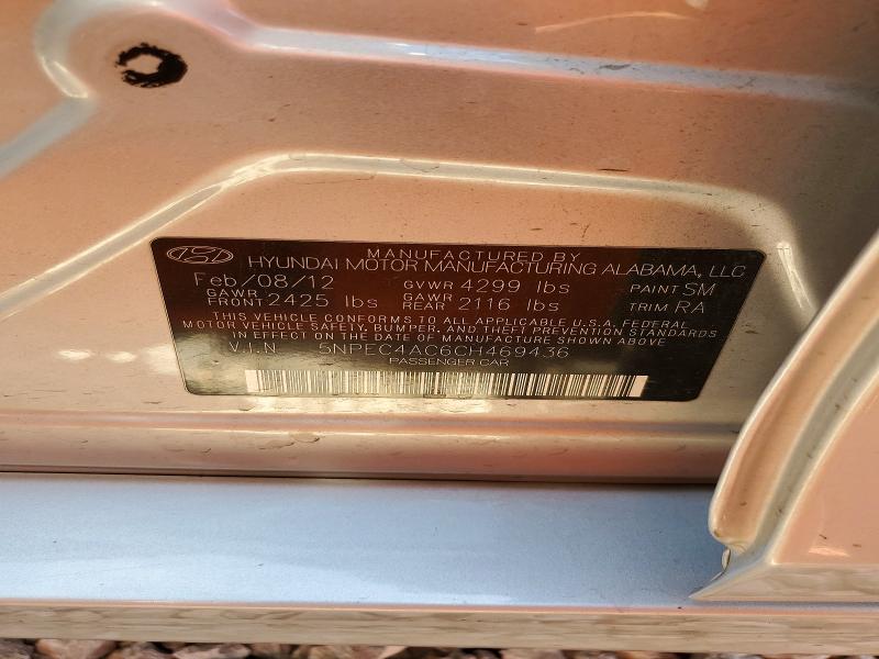 60765026 :رقم المزاد ، 5NPEC4AC6CH469436 vin ، 2012 Hyundai Sonata مزاد بيع
