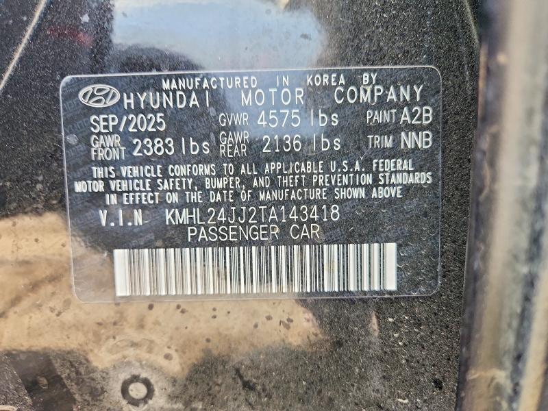 2026 Hyundai Sonata Hybrid მანქანა იყიდება აუქციონზე, vin: KMHL24JJ2TA143418, აუქციონის ნომერი: 61297586