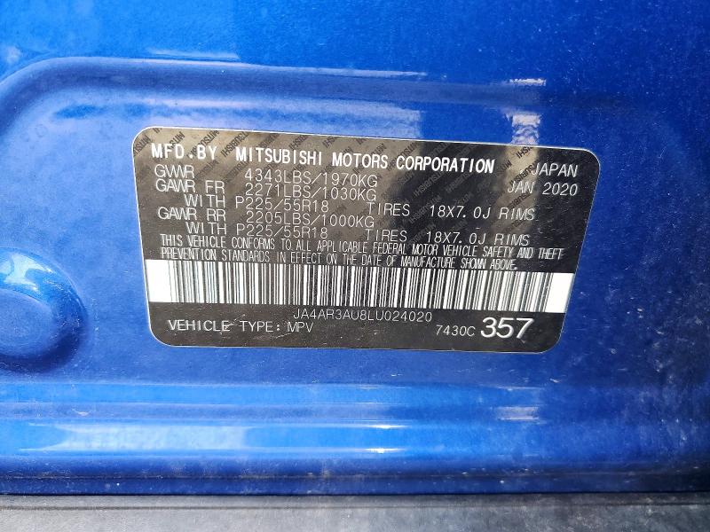 Aukcja sprzedaży 2020 Mitsubishi Outlander Sport, vin: JA4AR3AU8LU024020, numer aukcji: 60396466
