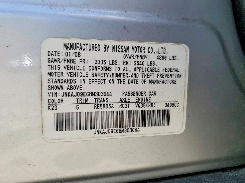 Aukcja sprzedaży 2008 Infiniti Ex35, vin: JNKAJ09E68M303044, numer aukcji: 61761266