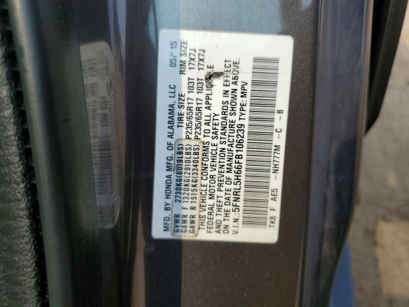 Aukcja sprzedaży 2015 Honda Odyssey, vin: 5FNRL5H66FB106239, numer aukcji: 61522096