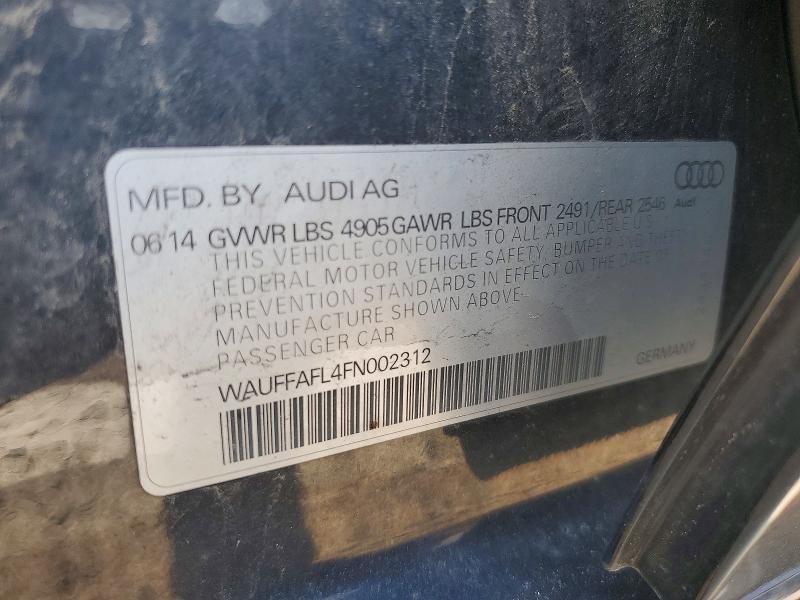2015 Audi A4 მანქანა იყიდება აუქციონზე, vin: WAUFFAFL4FN002312, აუქციონის ნომერი: 61187076