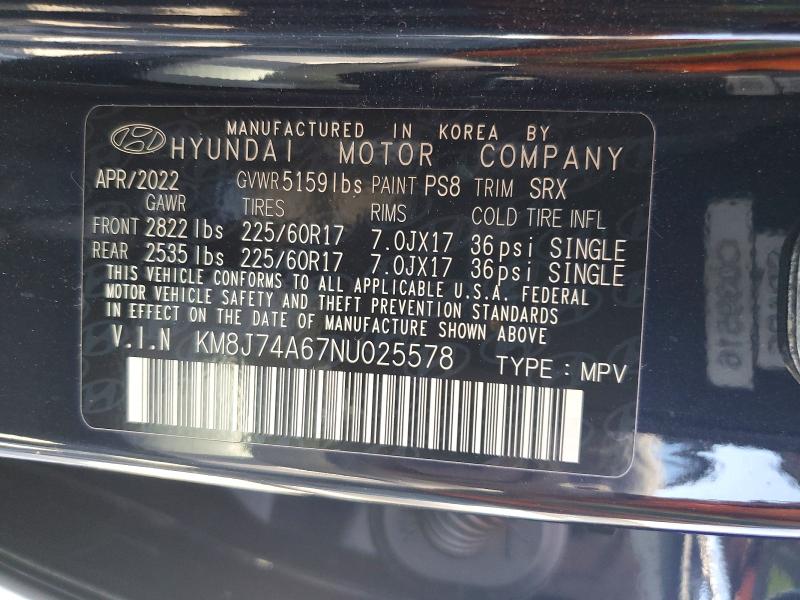 Aukcja sprzedaży 2022 Hyundai Nexo, vin: KM8J74A67NU025578, numer aukcji: 68064896