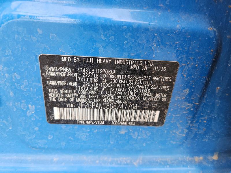Продажа на аукционе авто 2016 Subaru Crosstrek, vin: JF2GPANC8G8247704, номер лота: 61998146