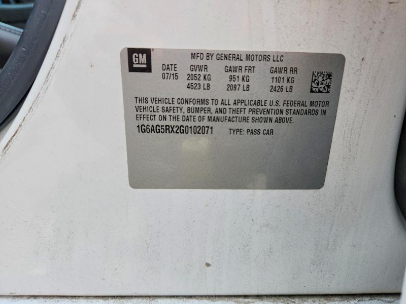 Aukcja sprzedaży 2016 Cadillac Ats, vin: 1G6AG5RX2G0102071, numer aukcji: 61090376