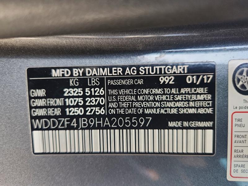 Aukcja sprzedaży 2017 Mercedes-benz E, vin: WDDZF4JB9HA205597, numer aukcji: 62302196
