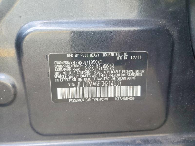 Продажа на аукционе авто 2012 Subaru Impreza, vin: JF1GPAA66CH214537, номер лота: 59176286
