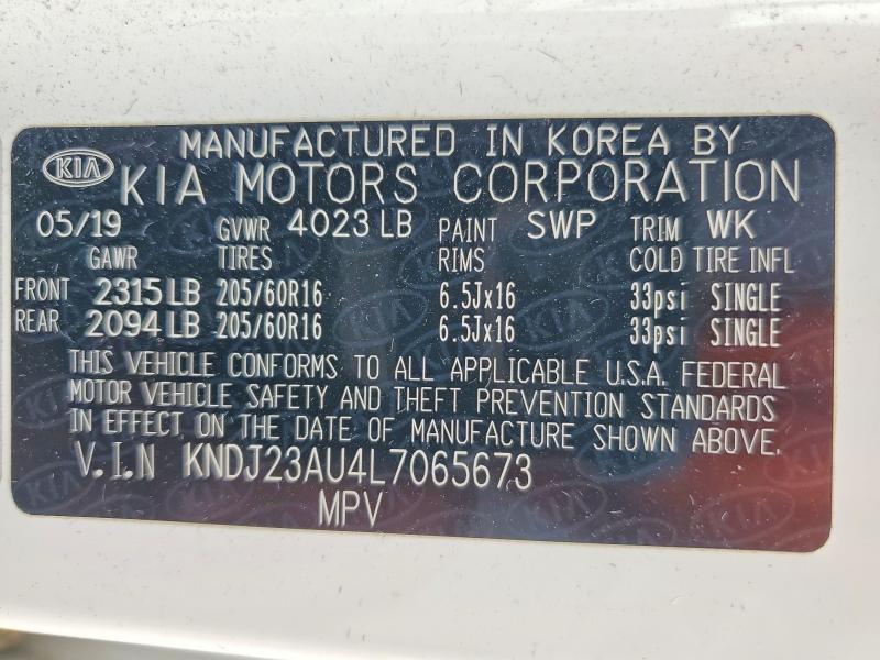 61014576 :رقم المزاد ، KNDJ23AU4L7065673 vin ، 2020 Kia Soul مزاد بيع