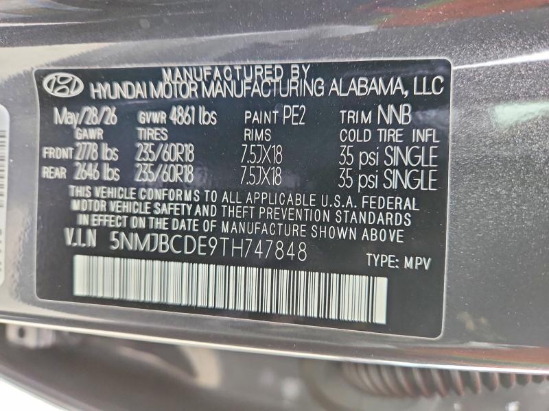 Aukcja sprzedaży 2026 Hyundai Tucson, vin: 5NMJBCDE9TH747848, numer aukcji: 63142426