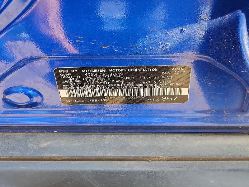 63008566 :رقم المزاد ، JA4AP3AU8JZ026730 vin ، 2018 Mitsubishi Outlander Sport مزاد بيع